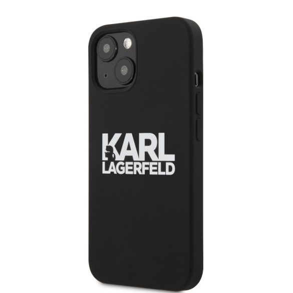 Karl Lagerfeld iPhone 13 Mini Stack White Logo Silicone (KLHCP13SSLKLRBK) hátlap, tok, fekete