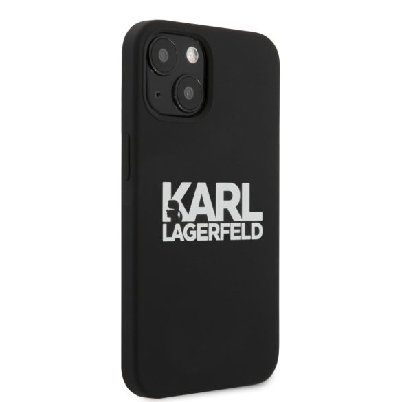 Karl Lagerfeld iPhone 13 Mini Stack White Logo Silicone (KLHCP13SSLKLRBK) hátlap, tok, fekete