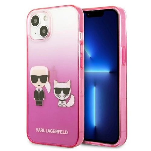 Karl Lagerfeld KLHCP13dbGKCP Gradient Ikonik Karl & Choupette iPhone 13 mini 5.4" hátlap, tok, rózsaszín