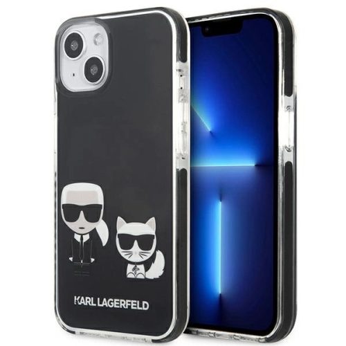 Karl Lagerfeld iPhone 13 Mini KLHCP13DBPEKCK Iconic Karl & Choupette hátlap, tok, fekete