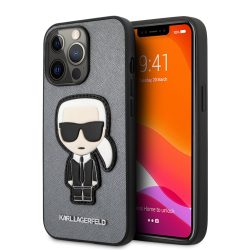   Karl Lagerfeld iPhone 13 Pro Max Saffiano Ikonik Karl Patch (KLHCP13XOKPG) hátlap, tok, ezüst