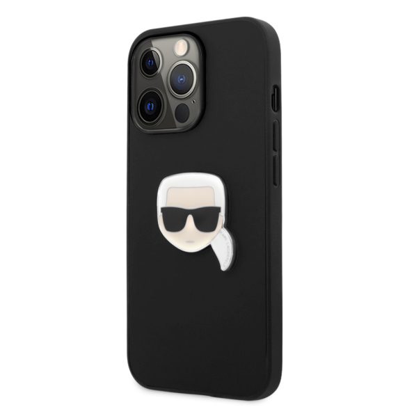 Karl Lagerfeld iPhone 13 Pro Max Ikonik Karl Head Metal (KLHCP13XPKMK) hátlap, tok, fekete