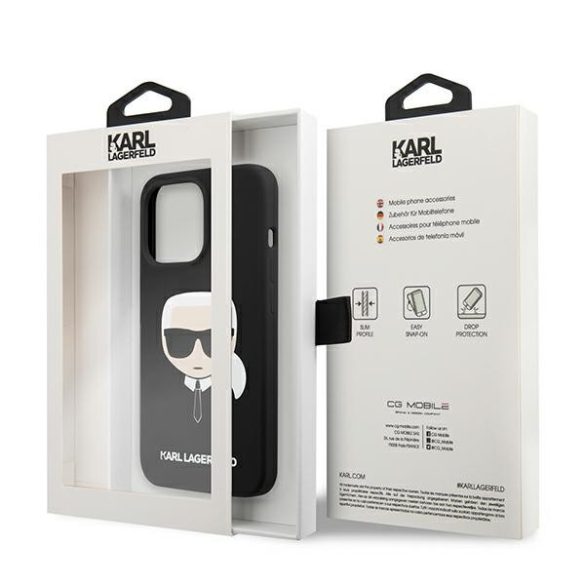 Karl Lagerfeld iPhone 13 Pro Max Silicone Karl's Head (KLHCP13XSLKHBK) hátlap, tok, fekete