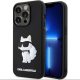 Karl Lagerfeld Rubber Choupette 3D iPhone 14 Pro 6,1" KLHCP14L3DRKHNK, hátlap, tok, fekete