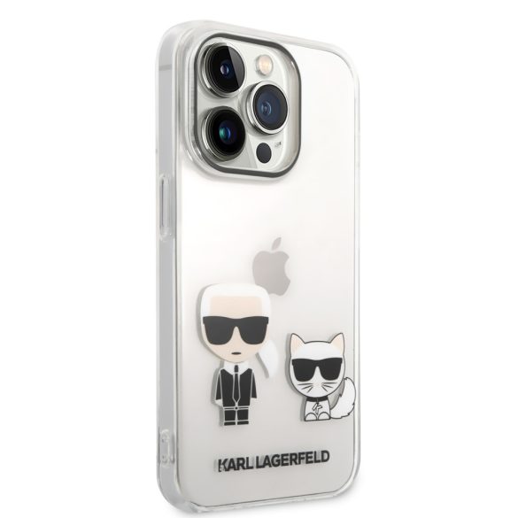 Karl Lagerfeld iPhone 14 Pro Ikonik Karl and Choupette (KLHCP14LCKTR) hátlap, tok, átlátszó