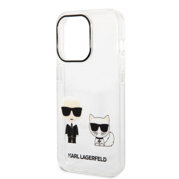 Karl Lagerfeld iPhone 14 Pro Ikonik Karl and Choupette (KLHCP14LCKTR) hátlap, tok, átlátszó