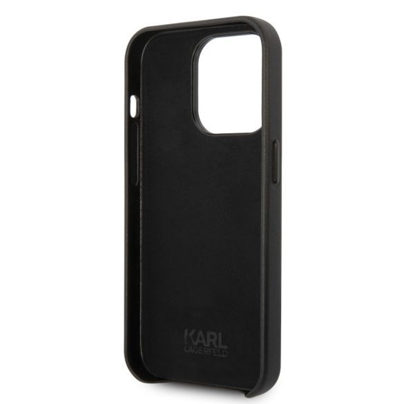 Karl Lagerfeld iPhone 14 Pro PU Leather Perforated Logo (KLHCP14LFWHK) hátlap, tok, fekete