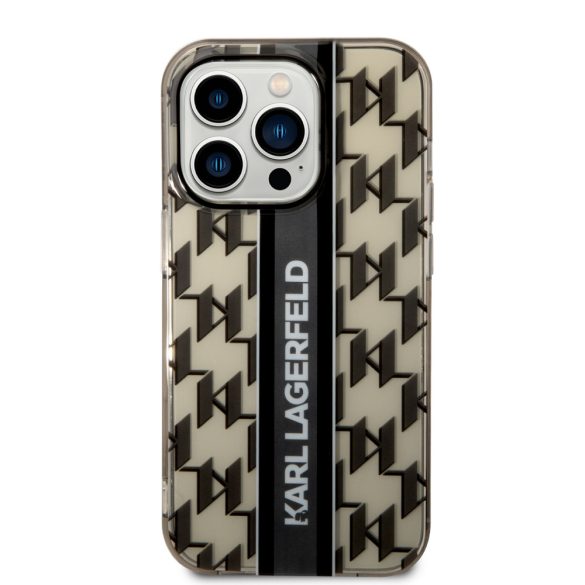 Karl Lagerfeld iPhone 14 Pro Monogram Vertical Stripe (KLHCP14LHKLSPCK) hátlap, tok, fekete