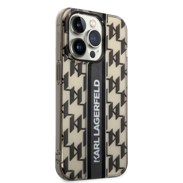 Karl Lagerfeld iPhone 14 Pro Monogram Vertical Stripe (KLHCP14LHKLSPCK) hátlap, tok, fekete