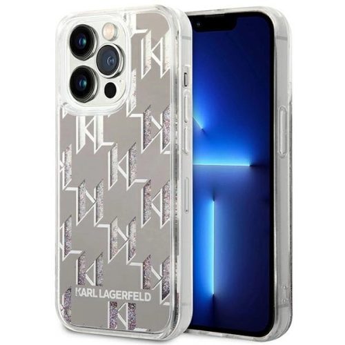 Karl Lagerfeld KLHCP14LLMNMS Liquid Glitter Monogram iPhone 14 Pro 6.1 "hátlap, tok, ezüst