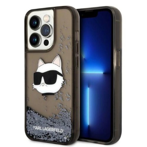 Karl Lagerfeld Liquid Glitter NFT Choupette Head iPhone 14 Pro 6,1" KLHCP14LLNCHCK, hátlap, tok, fekete