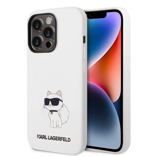 Karl Lagerfeld iPhone 14 Pro Silicone Choupette (KLHCP14LSNCHBCH) hátlap, tok, fehér