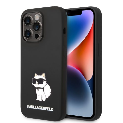 Karl Lagerfeld iPhone 14 Pro Silicone Choupette (KLHCP14LSNCHBCK) hátlap, tok, fekete