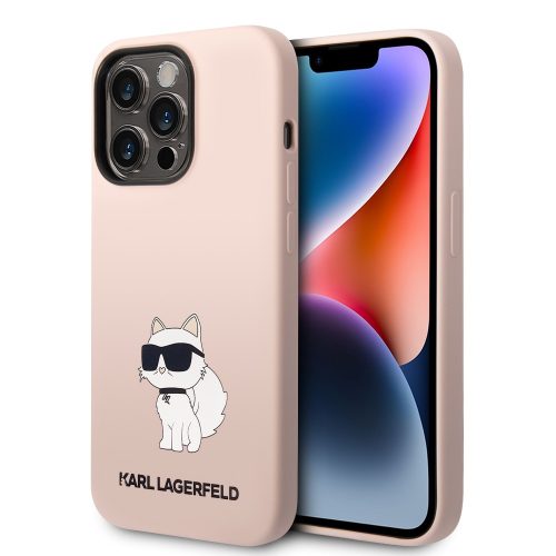 Karl Lagerfeld iPhone 14 Pro Silicone Choupette (KLHCP14LSNCHBCP) hátlap, tok, rózsaszín