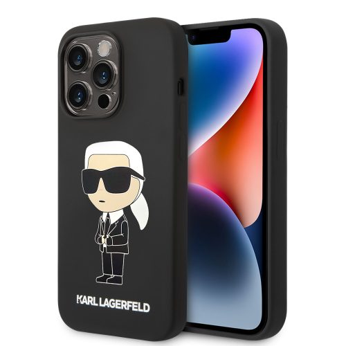 Karl Lagerfeld iPhone 14 Pro Silicone Ikonik (KLHCP14LSNIKBCK) hátlap, tok, fekete