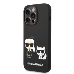   Karl Lagerfeld iPhone 14 Pro Liquid Silicone Karl and Choupette (KLHCP14LSSKCK) hátlap, tok, fekete