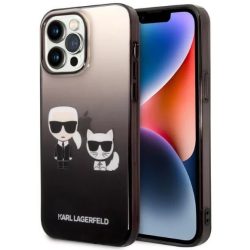   Karl Lagerfeld iPhone 14 Pro Gradient Karl and Choupette (KLHCP14LTGKCK) hátlap, tok, fekete