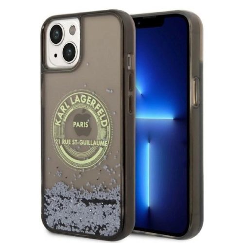 Karl Lagerfeld KLHCP14MLCRSGRK Liquid Glitter RSG iPhone 14 Plus/15 Plus 6,7", hátlap, tok, fekete