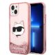 Karl Lagerfeld Liquid Glitter NFT Choupette Head iPhone 14 Plus 6,7" KLHCP14MLNCHCP, hátlap, tok, rózsaszín