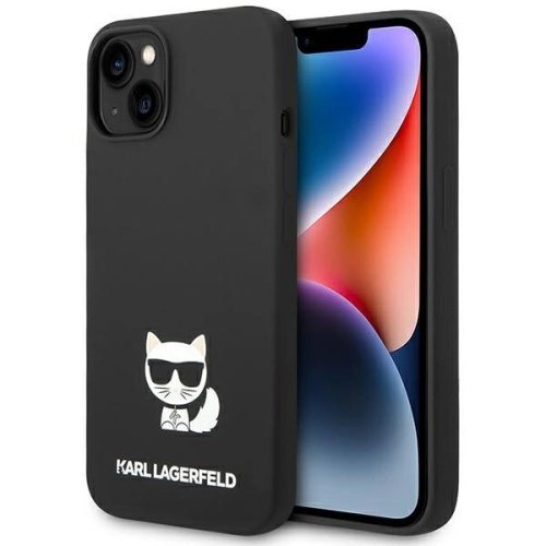 Karl Lagerfeld KLHCP14MSLCTBK iPhone 14 Plus/15 Plus 6,7" hátlap, tok, táska, fekete szilikon Choupette Body