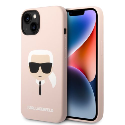 Karl Lagerfeld iPhone 14 Plus Silicone Karl's Head (KLHCP14MSLKHLP) hátlap, tok, rózsaszín