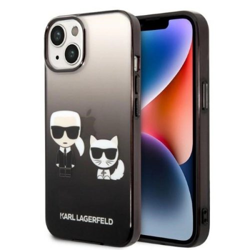 Karl Lagerfeld KLHCP14MTGKCK Gradient Ikonik Karl & Choupette iPhone 14 Plus/15 Plus 6,7" hátlap, tok, fekete