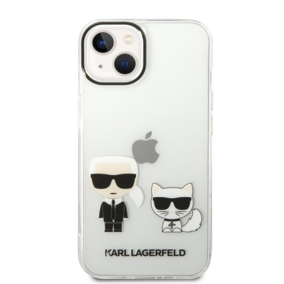 Karl Lagerfeld iPhone 14 Ikonik Karl and Choupette (KLHCP14SCKTR) hátlap, tok, átlátszó