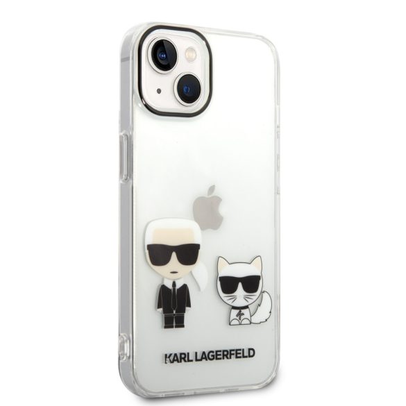 Karl Lagerfeld iPhone 14 Ikonik Karl and Choupette (KLHCP14SCKTR) hátlap, tok, átlátszó