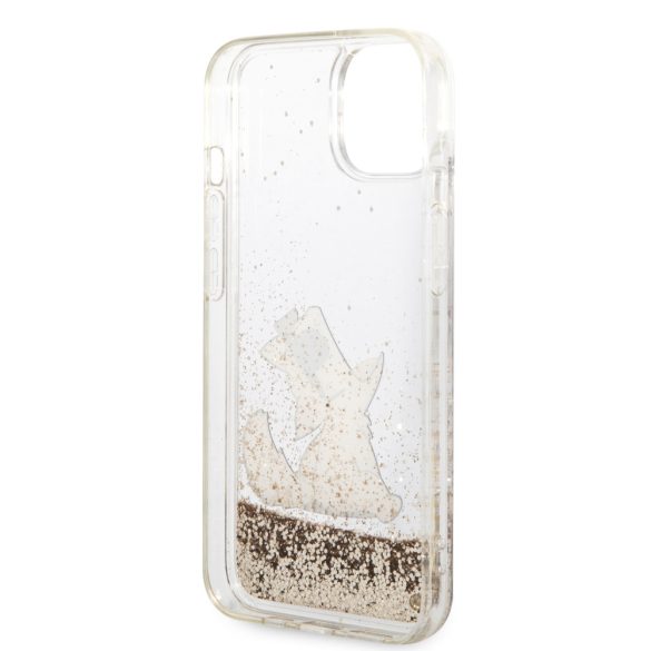 Karl Lagerfeld iPhone 14 Liquid Glitter Choupette Eat (KLHCP14SGCFD) hátlap, tok, arany