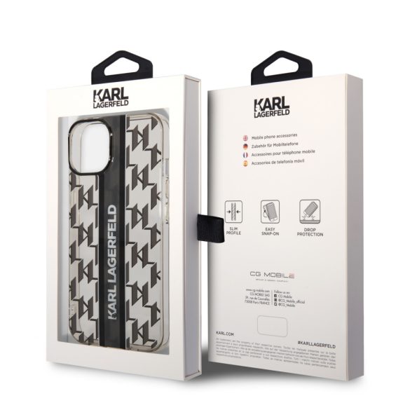 Karl Lagerfeld iPhone 14 Monogram Vertical Stripe (KLHCP14SHKLSPCK) hátlap, tok, fekete