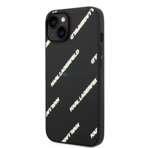 Karl Lagerfeld iPhone 14 Grained Leather Logomania (KLHCP14SPGMLKFK) hátlap, tok, fekete