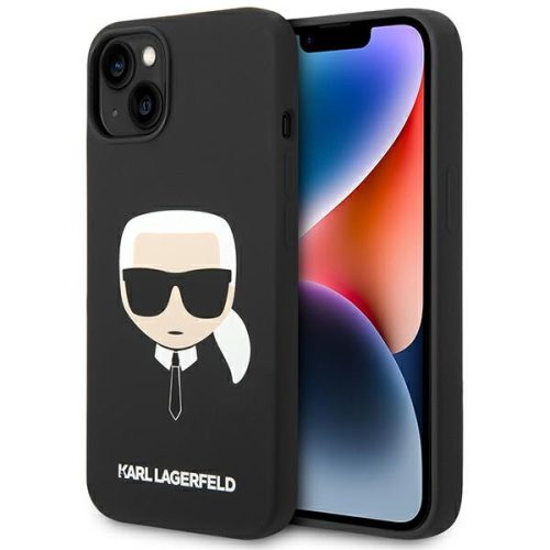 Karl Lagerfeld iPhone 14 Liquid Silicone Karl Head (KLHCP14SSLKHBK) hátlap, tok, fekete