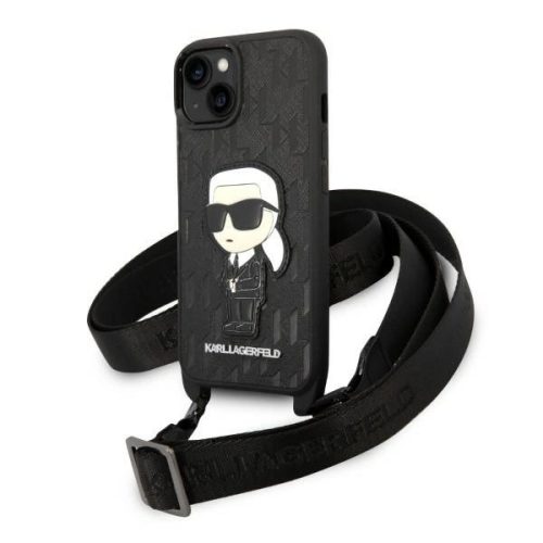 Karl Lagerfeld KLHCP14SSTKMK Monogram Ikonik Patch iPhone 14 6,1", hátlap, tok, fekete