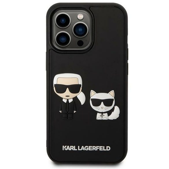 Karl Lagerfeld iPhone 14 Pro Max Karl&Choupette Ikonik 3D (KLHCP14X3DRKCK) hátlap, tok, fekete