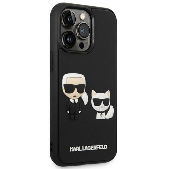 Karl Lagerfeld iPhone 14 Pro Max Karl&Choupette Ikonik 3D (KLHCP14X3DRKCK) hátlap, tok, fekete