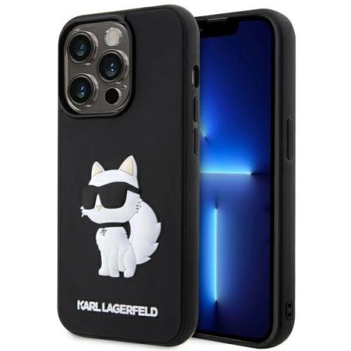 Karl Lagerfeld KLHCP14X3DRKHNK Rubber Choupette 3D iPhone 14 Pro Max 6.7", hátlap, tok, fekete