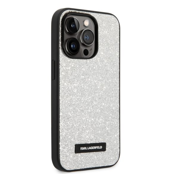 Karl Lagerfeld iPhone 14 Pro Max Glitter Plaque Logo (KLHCP14XG2ELS) hátlap, tok, ezüst