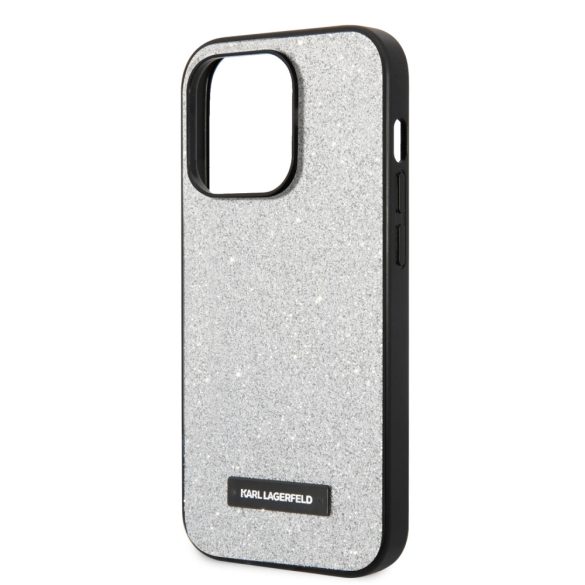 Karl Lagerfeld iPhone 14 Pro Max Glitter Plaque Logo (KLHCP14XG2ELS) hátlap, tok, ezüst