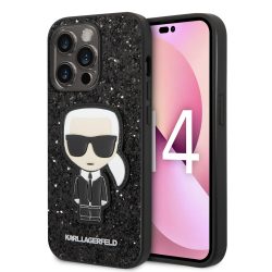   Karl Lagerfeld iPhone 14 Pro Max Glitter Flakes Ikonik (KLHCP14XGFKPK) hátlap, tok, fekete