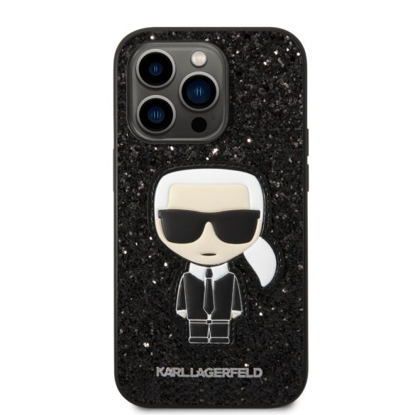 Karl Lagerfeld iPhone 14 Pro Max Glitter Flakes Ikonik (KLHCP14XGFKPK) hátlap, tok, fekete