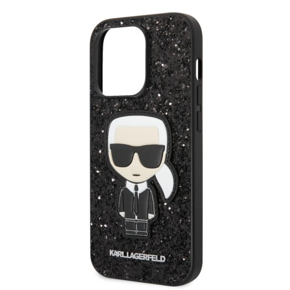 Karl Lagerfeld iPhone 14 Pro Max Glitter Flakes Ikonik (KLHCP14XGFKPK) hátlap, tok, fekete