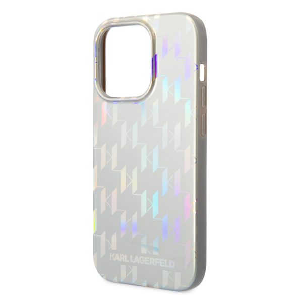 Karl Lagerfeld iPhone 14 Pro Max Iridescent Monogram (KLHCP14XLGMMSV3) hátlap, tok, ezüst