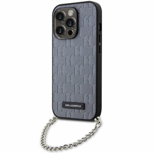 Karl Lagerfeld KLHCP14XSACKLHPG Saffiano Monogram Chain iPhone 14 Pro Max 6.7", hátlap, tok, ezüst