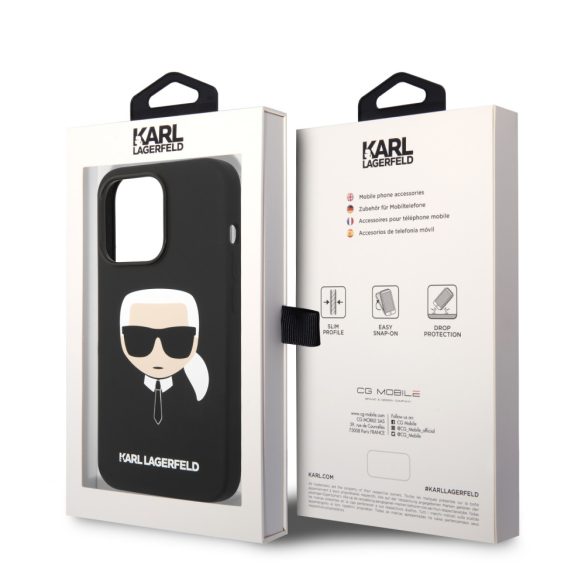 Karl Lagerfeld iPhone 14 Pro Max Silicone Karl's Head (KLHCP14XSLKHBK) hátlap, tok, fekete