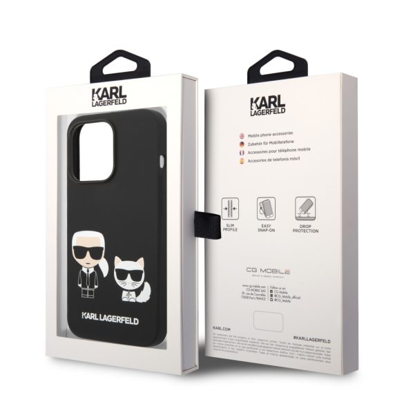 Karl Lagerfeld iPhone 14 Pro Max Choupette Liquid Silicone (KLHCP14XSSKCK) hátlap, tok, fekete