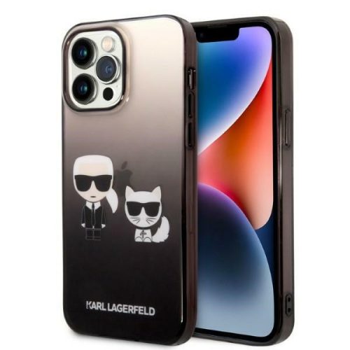 Karl Lagerfeld iPhone 14 Pro Max Gradient Karl and Choupette (KLHCP14XTGKCK) hátlap, tok, fekete