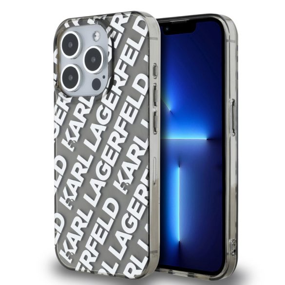 Karl Lagerfeld iPhone 15 Pro IML Electroplated Repeated Logo KLHCP15LHKFOEMS hátlap, tok, ezüst