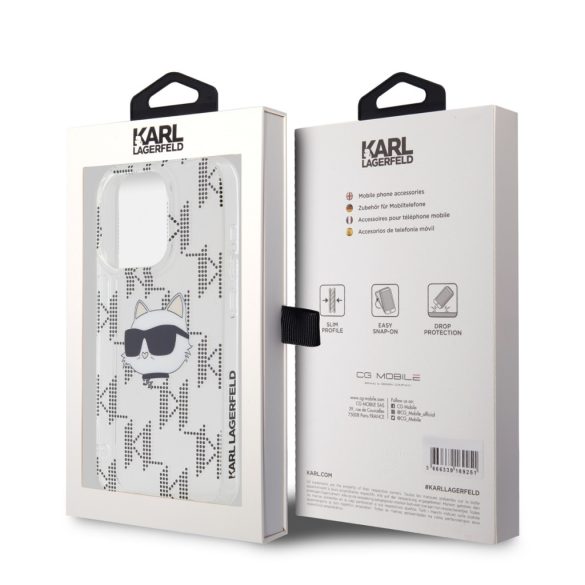 Karl Lagerfeld iPhone 15 Pro IML Electroplated Choupette Head KLHCP15LHKLPCHT hátlap, tok, átlátszó