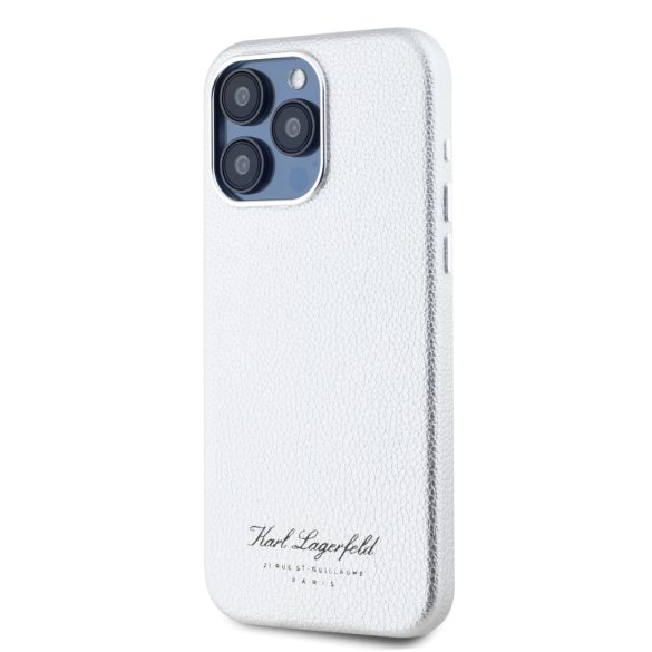 Karl Lagerfeld iPhone 15 Pro Grained PU Hotel RSG KLHCP15LPGWCMKHG hátlap, tok, ezüst