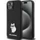 Karl Lagerfeld KLHCP15MSMHCNPK Silicone Choupette Metal Pin iPhone 14 Plus/15 Plus 6.7" tok, fekete